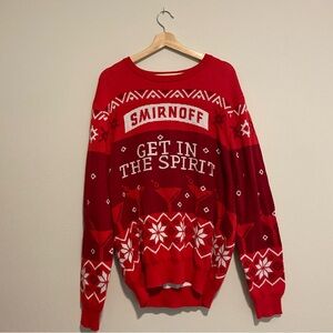 Smirnoff Vodka "Get In The Spirit" All Over Print Christmas Sweater, Size Large